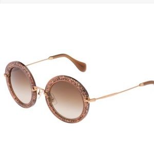 Miu Miu Round Glitter Sunglasses